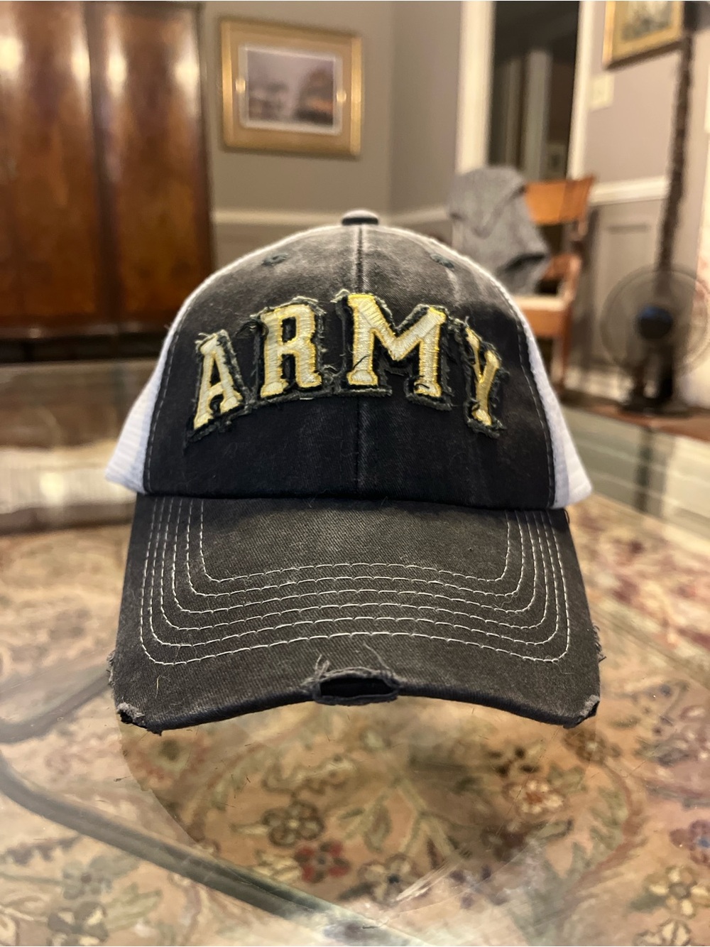 Eagle Crest Army Distressed Trucker Hat Snapback